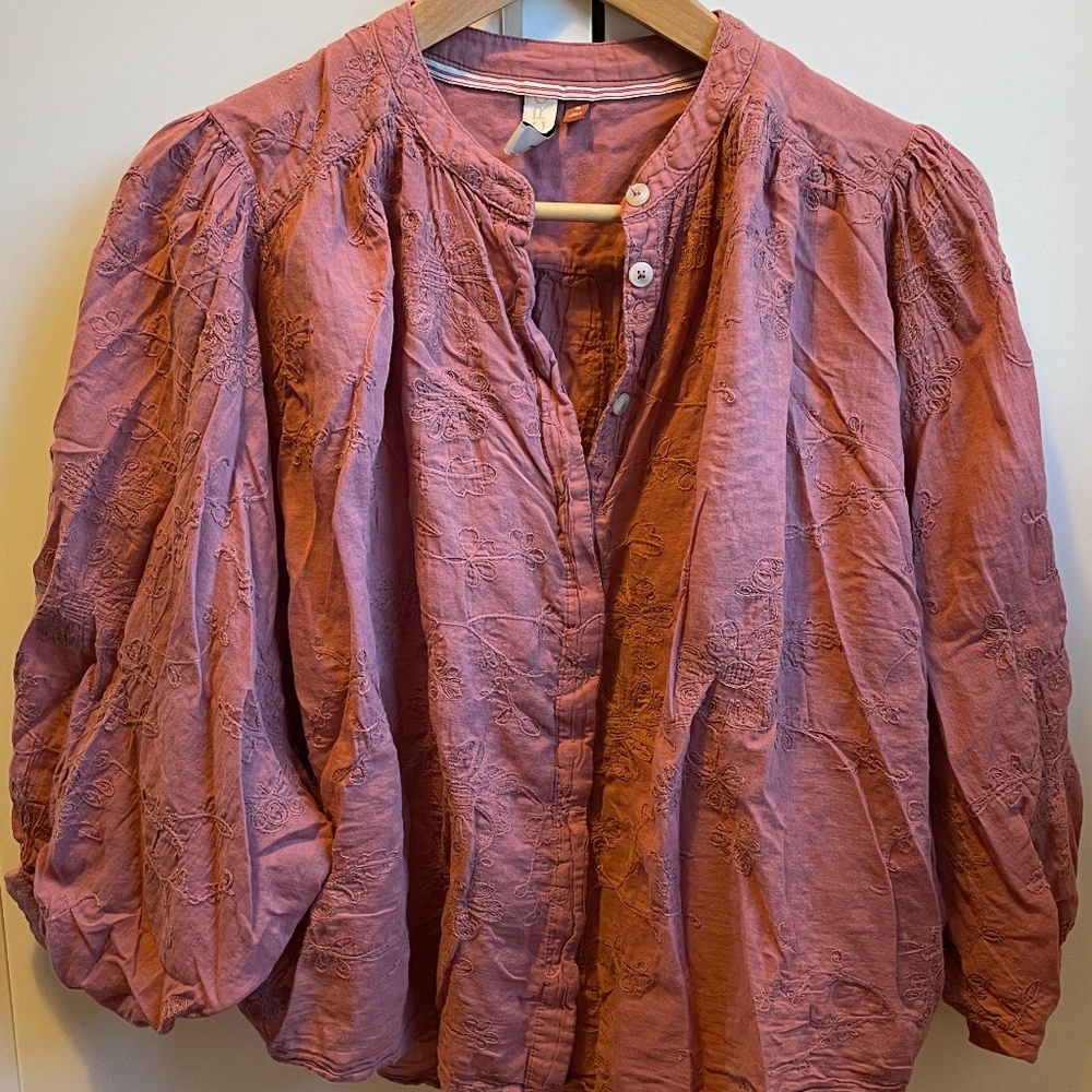 Pilcro Tavi Embroidered Dusty Pink Blouse